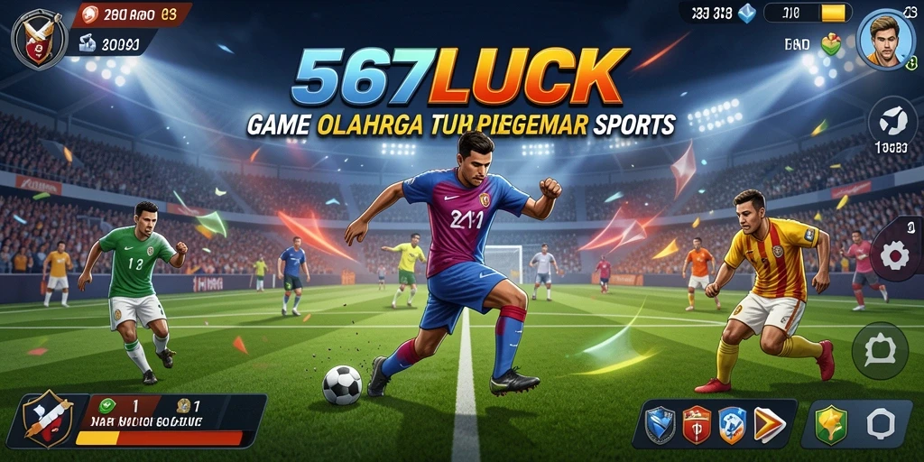 Screenshot utama 567LUCK menampilkan aksi seru dalam pertandingan olahraga.