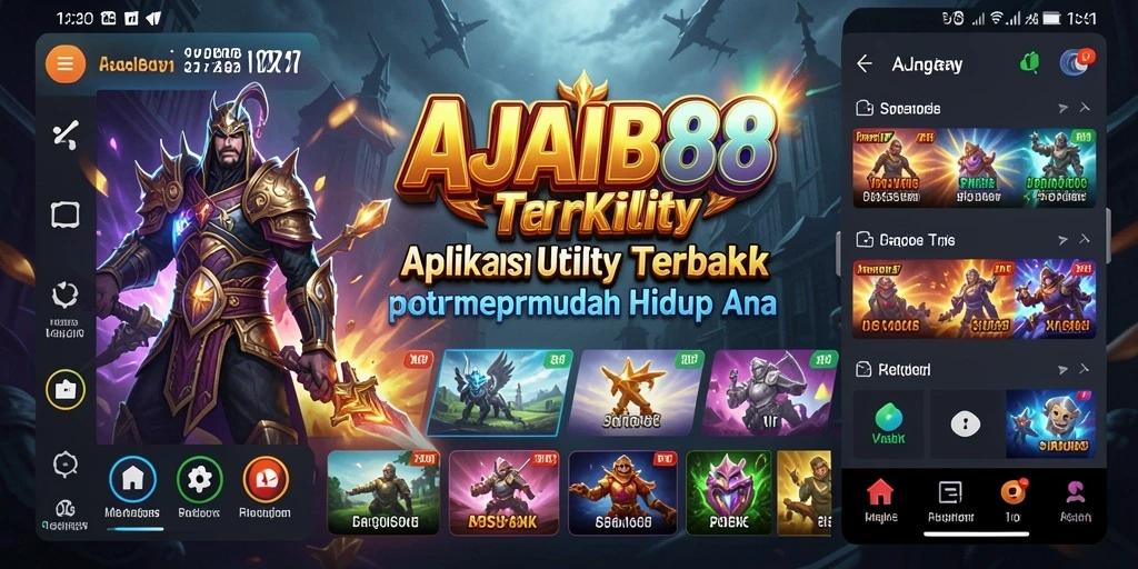 Tampilan utama AJAIB88 dengan berbagai fitur utilitas yang mempermudah aktivitas sehari-hari.
