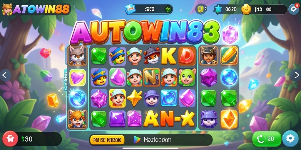 Tampilan gameplay seru AUTOWIN88 dengan tantangan Match-3.