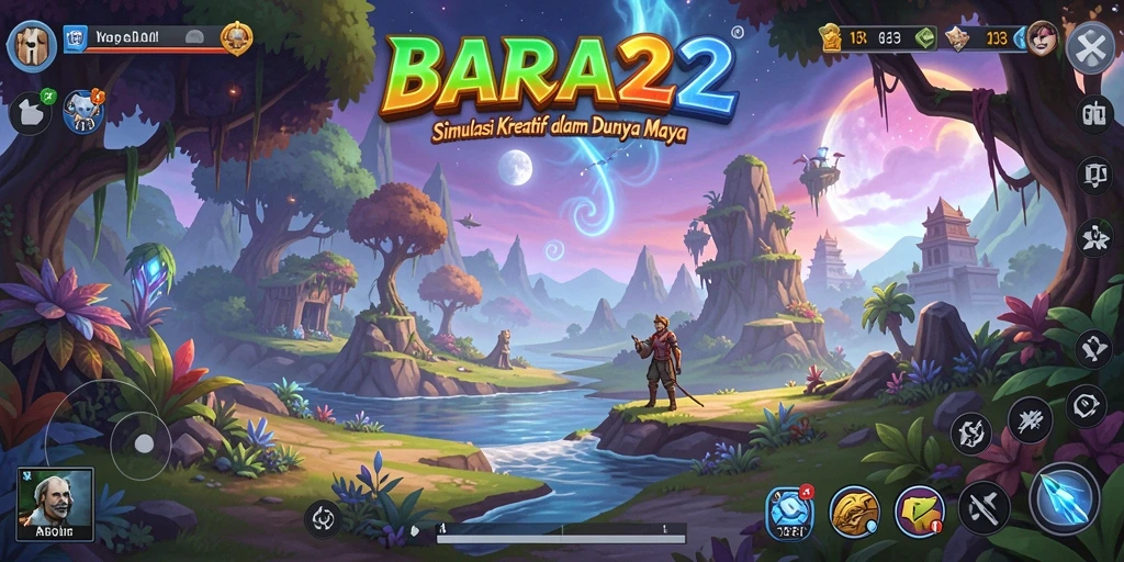 Screenshot gameplay BARA22 menampilkan dunia virtual yang penuh warna dan detail.