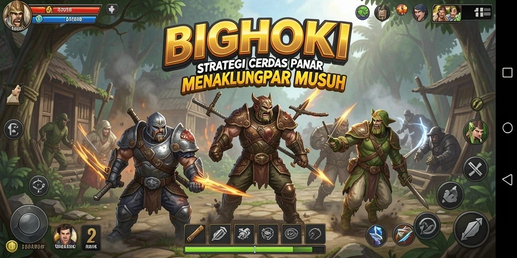 Tampilan gameplay BIGHOKI yang penuh strategi dan pertempuran mendebarkan.