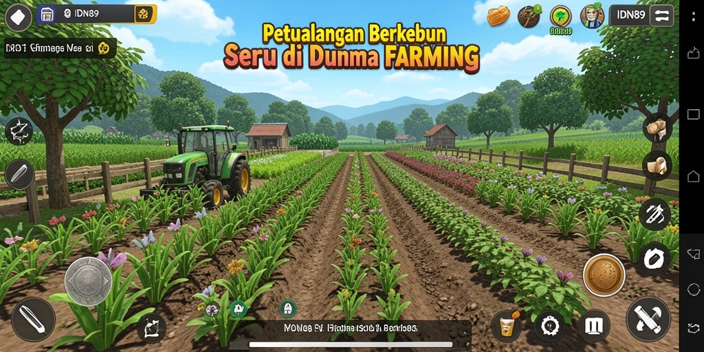 Tangkapan layar IDN89 menampilkan pengalaman bercocok tanam yang menyenangkan.