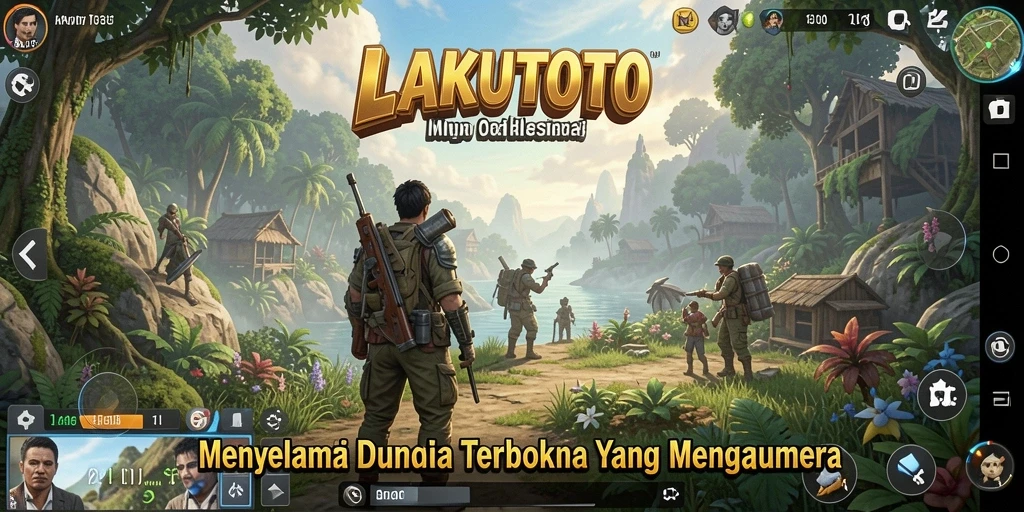 Tangkapan layar menampilkan gameplay imersif LAKUTOTO di dunia terbuka.