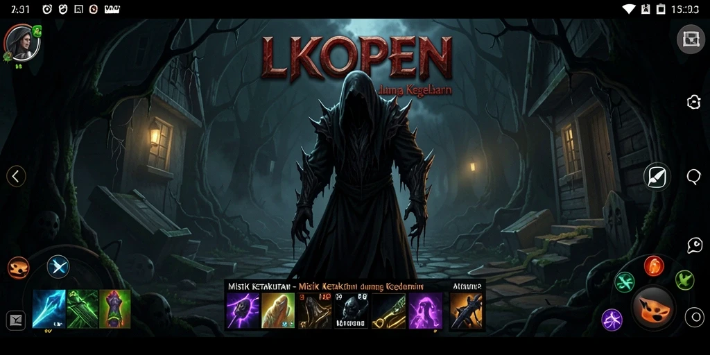 Tampilan gameplay menyeramkan dari LKOPEN dengan suasana mencekam.