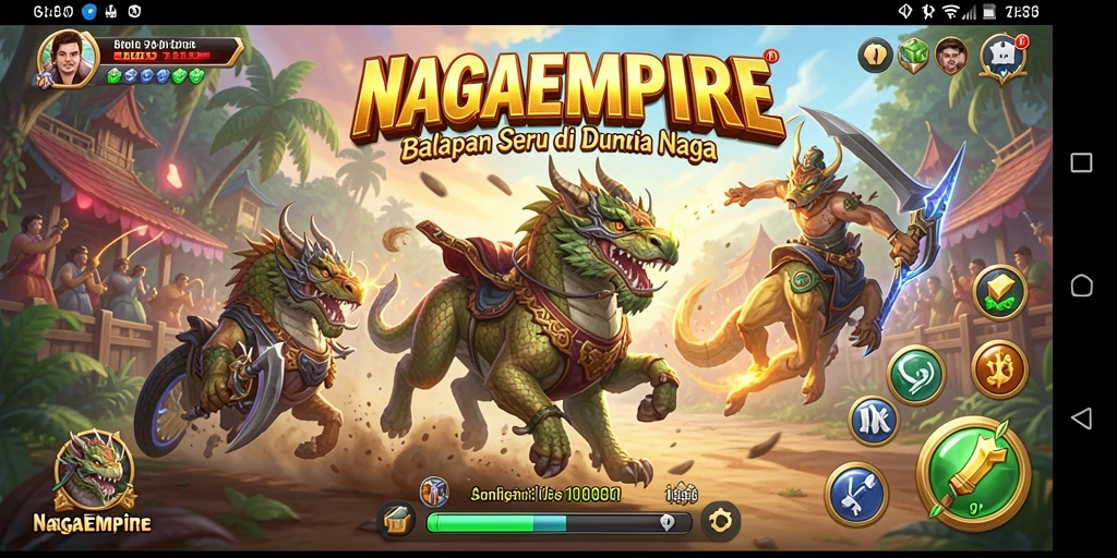 Gameplay menegangkan saat balapan di atas naga yang megah.