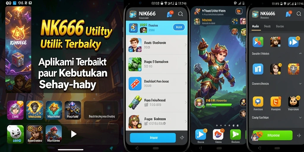Tampilan utama aplikasi NK666 menunjukkan fitur-fitur Utility yang komprehensif.
