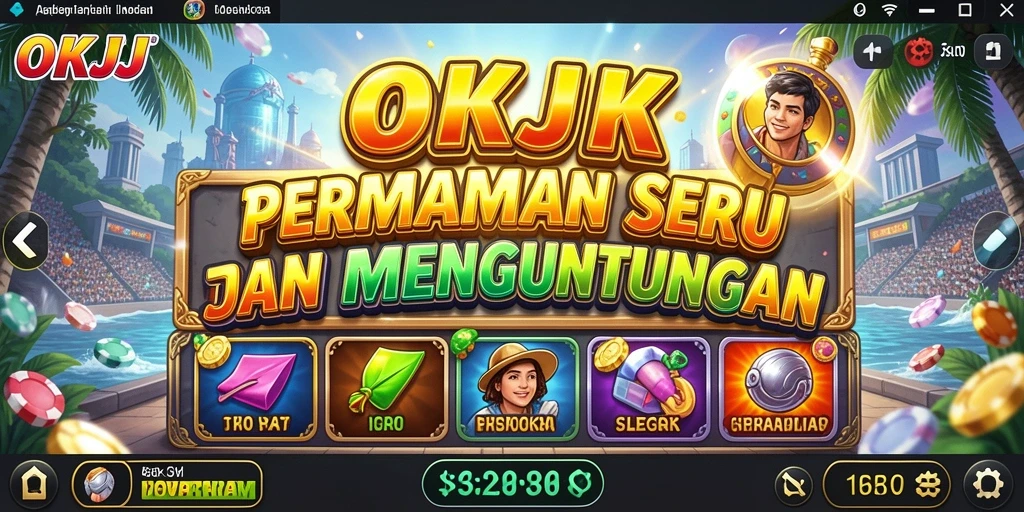 Screenshot gameplay OKJK menunjukkan keseruan dan peluang menang yang besar.