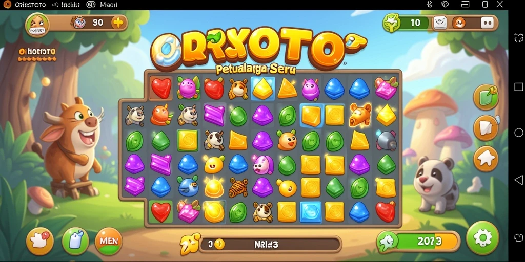 Tampilan menarik dari gameplay Match-3 di ORISTOTO.