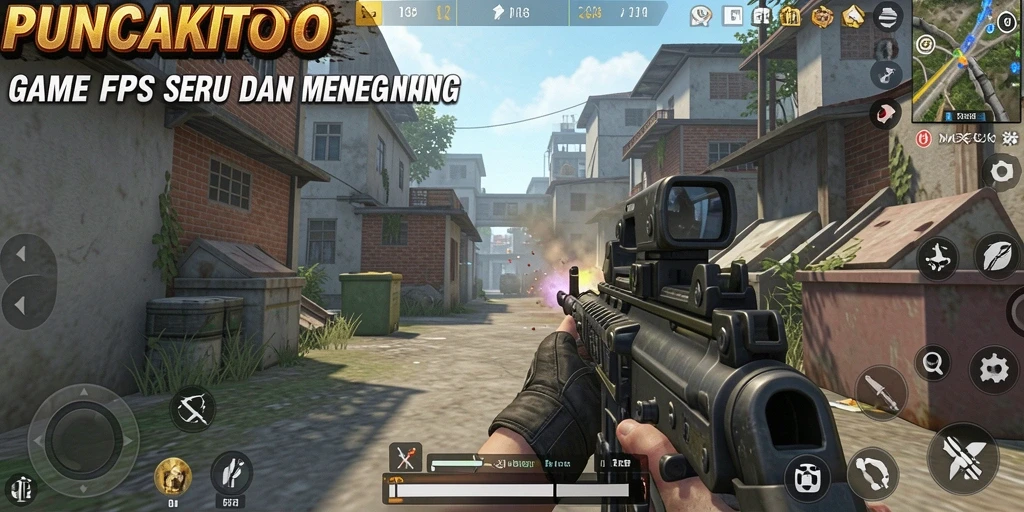 Screenshot menampilkan aksi seru dari gameplay FPS PUNCAKTOTO.