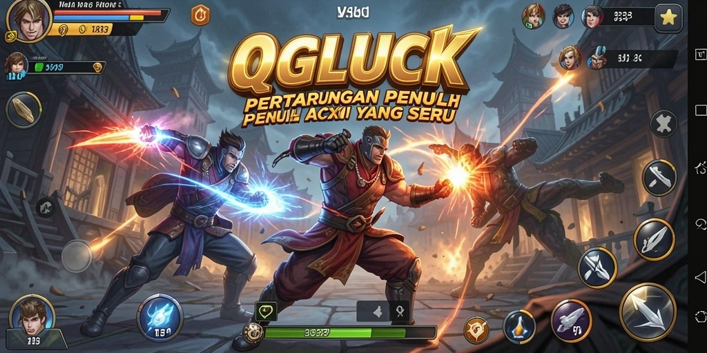 Tangkapan layar QGLUCK menampilkan aksi seru yang mendebarkan.