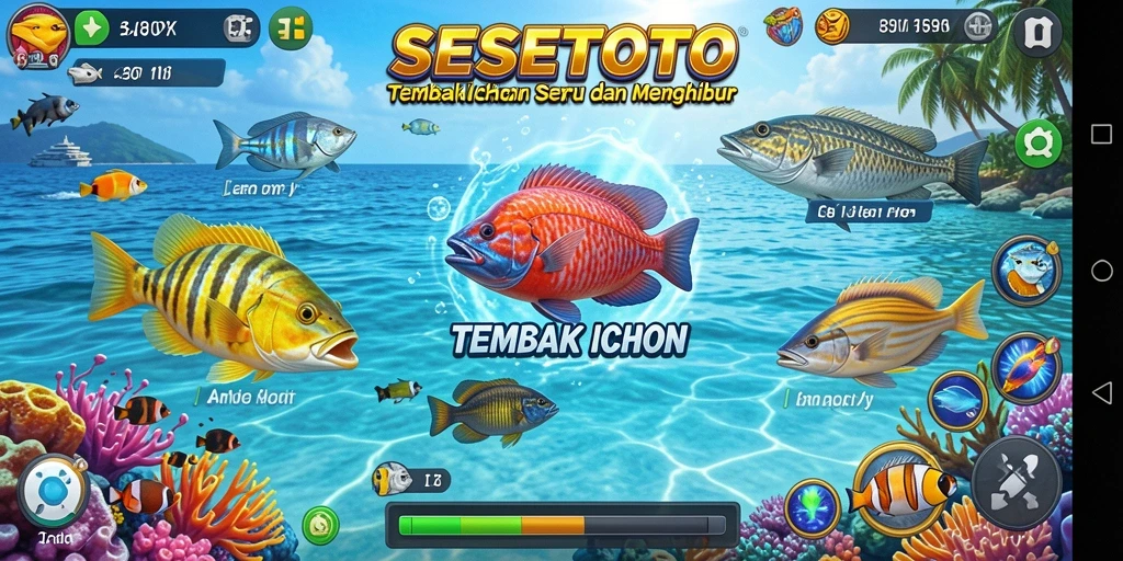 Gameplay SESETOTO yang seru dengan aksi menembak ikan.